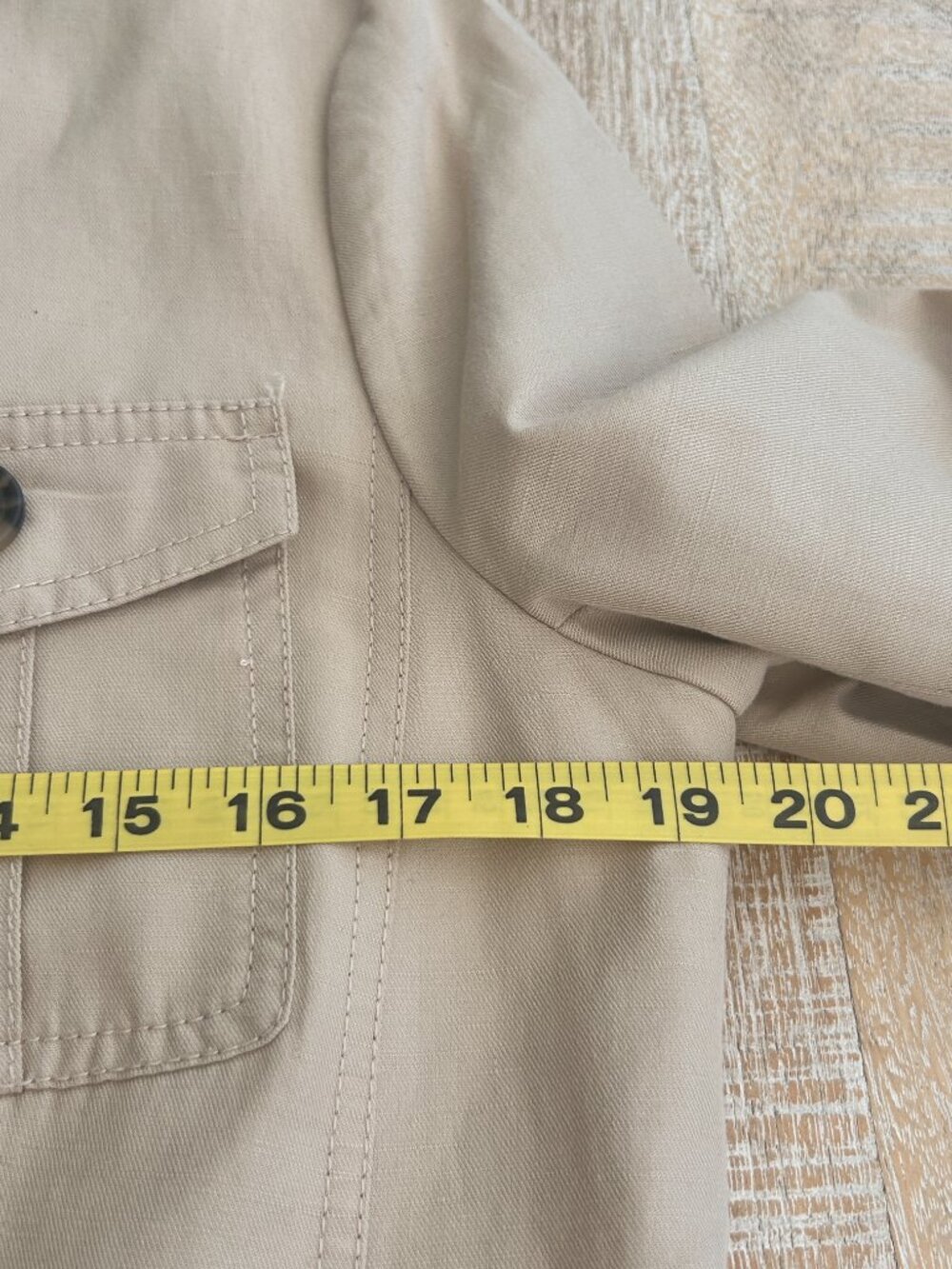 Ann Taylor Lined Safari Utility Jacket Beige/Tan/Creme Linen Cotton Size 8 - Picture 8 of 10